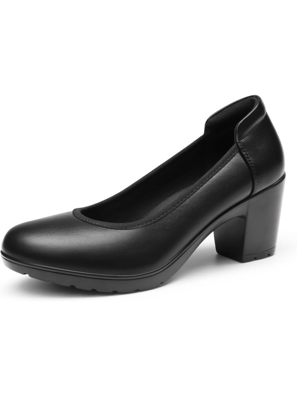 Dream Pairs Women's Black Chunky Round Toe Low Block Heels Pumps Dress Shoes